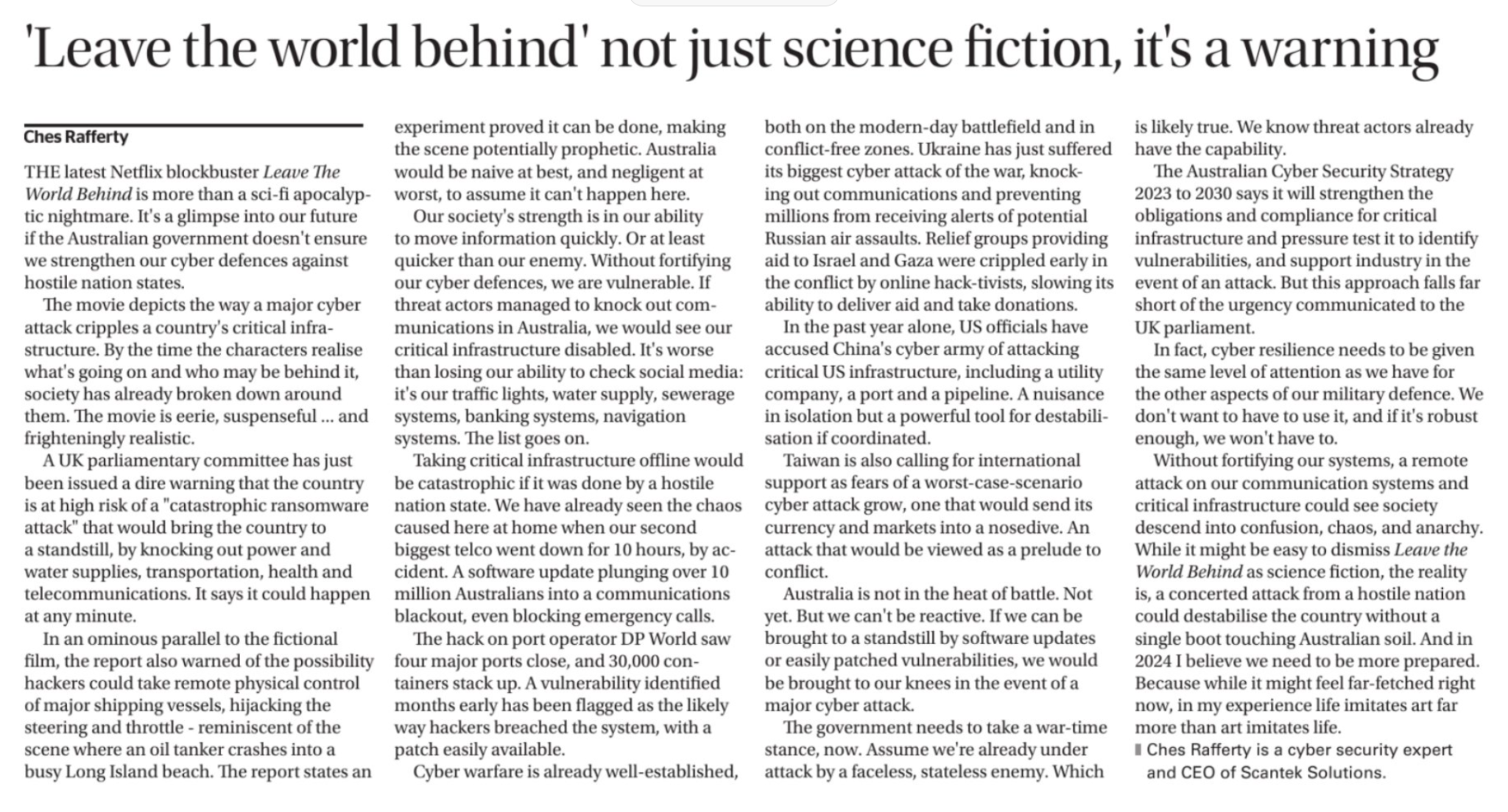 Ches Rafferty - The Canberra Times - Media Stable